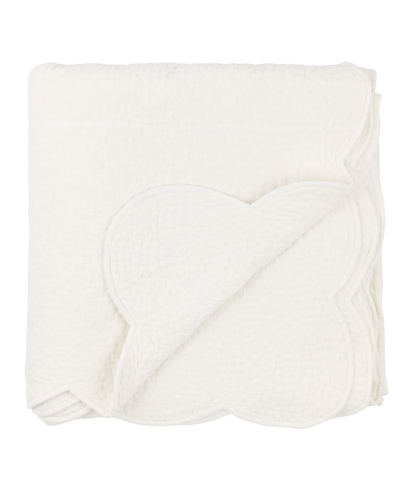 Rebecca Udall, Nina Decorative Scalloped Indian Heritage Quilted Cotton Bedspread, White, Cut Out Detail