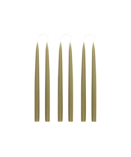 Rebecca Udall Set of 6 35cm Danish Taper Candles, Olive 