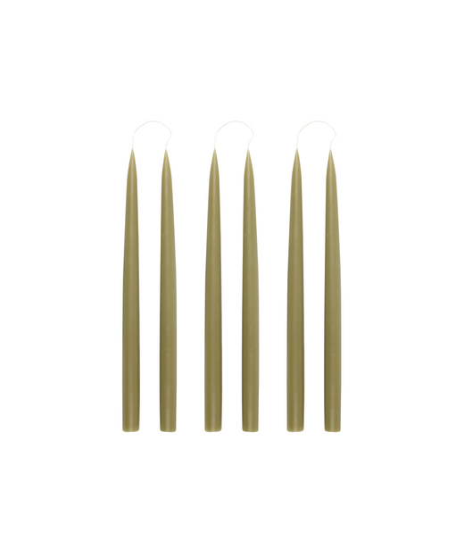 Rebecca Udall Set of 6 35cm Danish Taper Candles, Olive 