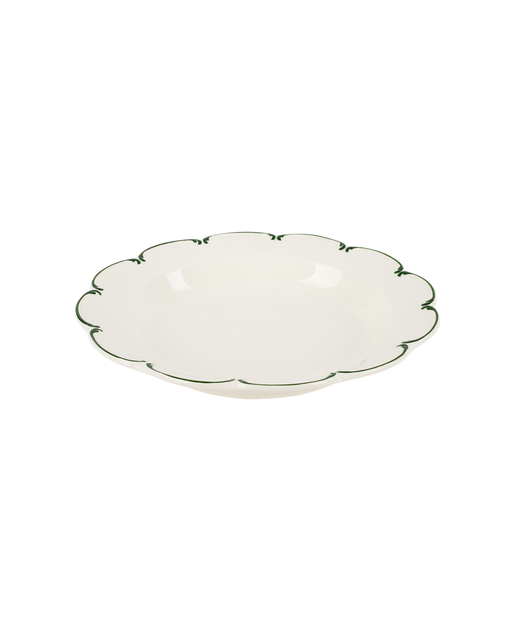 Set of 4 Olivia Scalloped Pasta Bowls, Green Filet