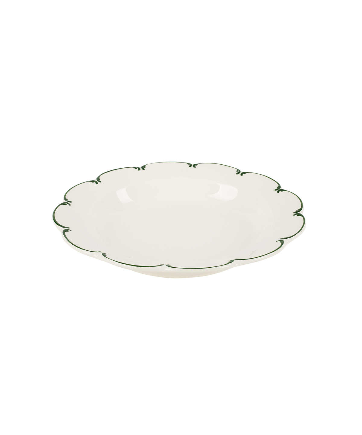 Set of 4 Olivia Scalloped Pasta Bowls, Green Filet