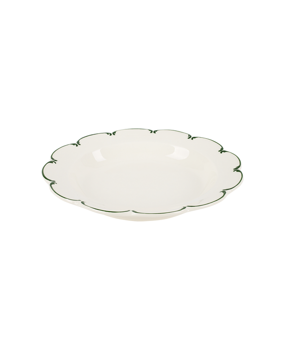 Set of 4 Olivia Scalloped Pasta Bowls, Green Filet