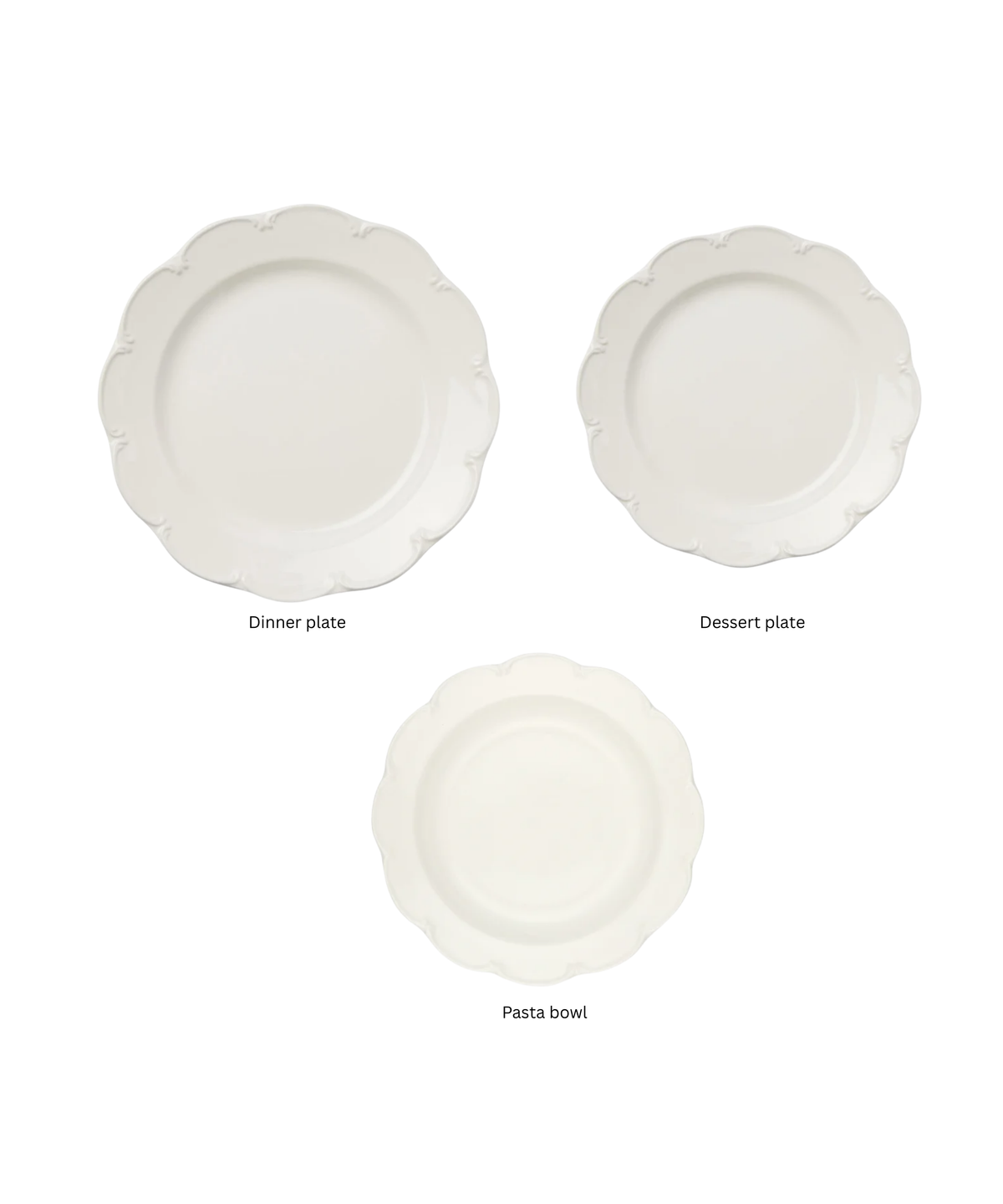 Olivia Scalloped Crockery, White