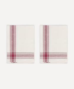 Rebecca Udall Pair of Bistrot Tea Towels, Burgundy, Cut Out, Ivory Background