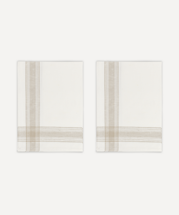 Rebecca Udall Pair of Bistrot Tea Towels, Natural, Ivory Background