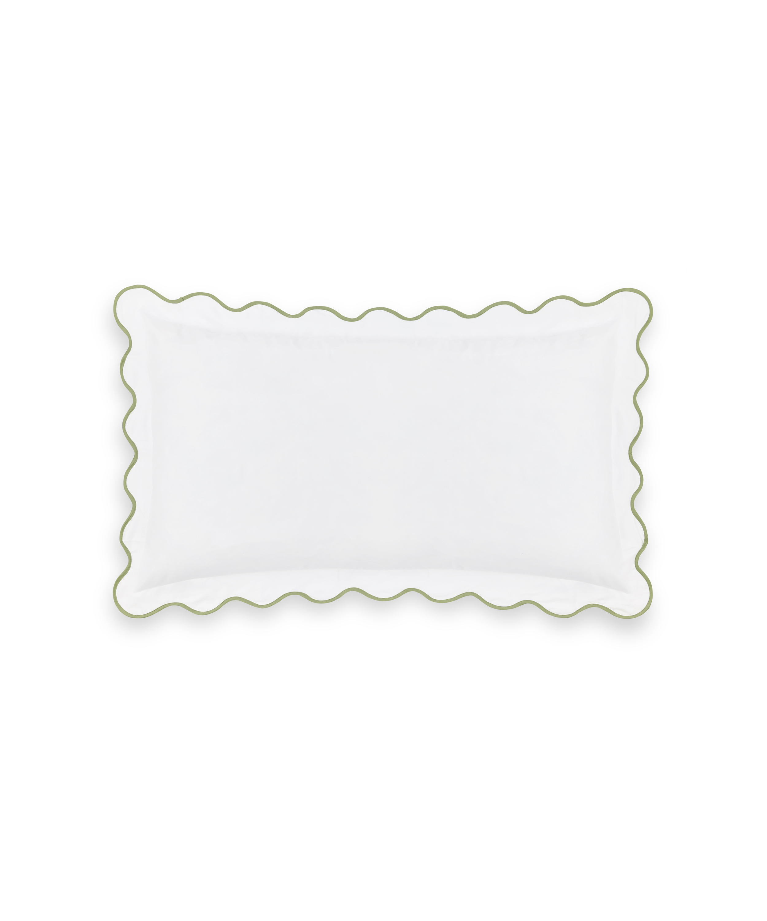 Pair of Alexandra Wavy Scalloped Pilllowcases, Sage Green