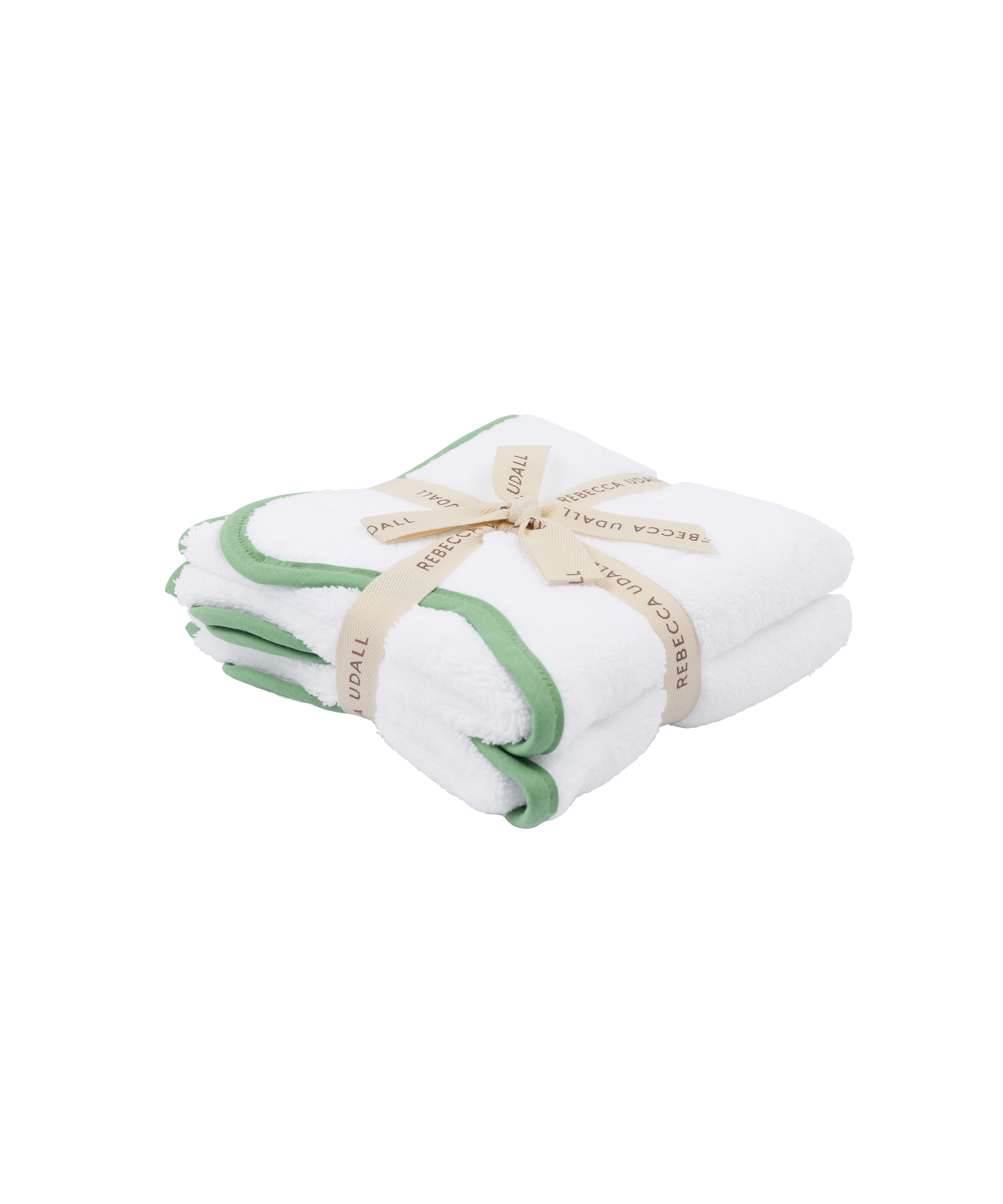 Pair of Amelia Scalloped Guest Towels, Asparagus