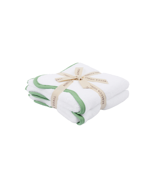 Pair of Amelia Scalloped Guest Towels, Asparagus