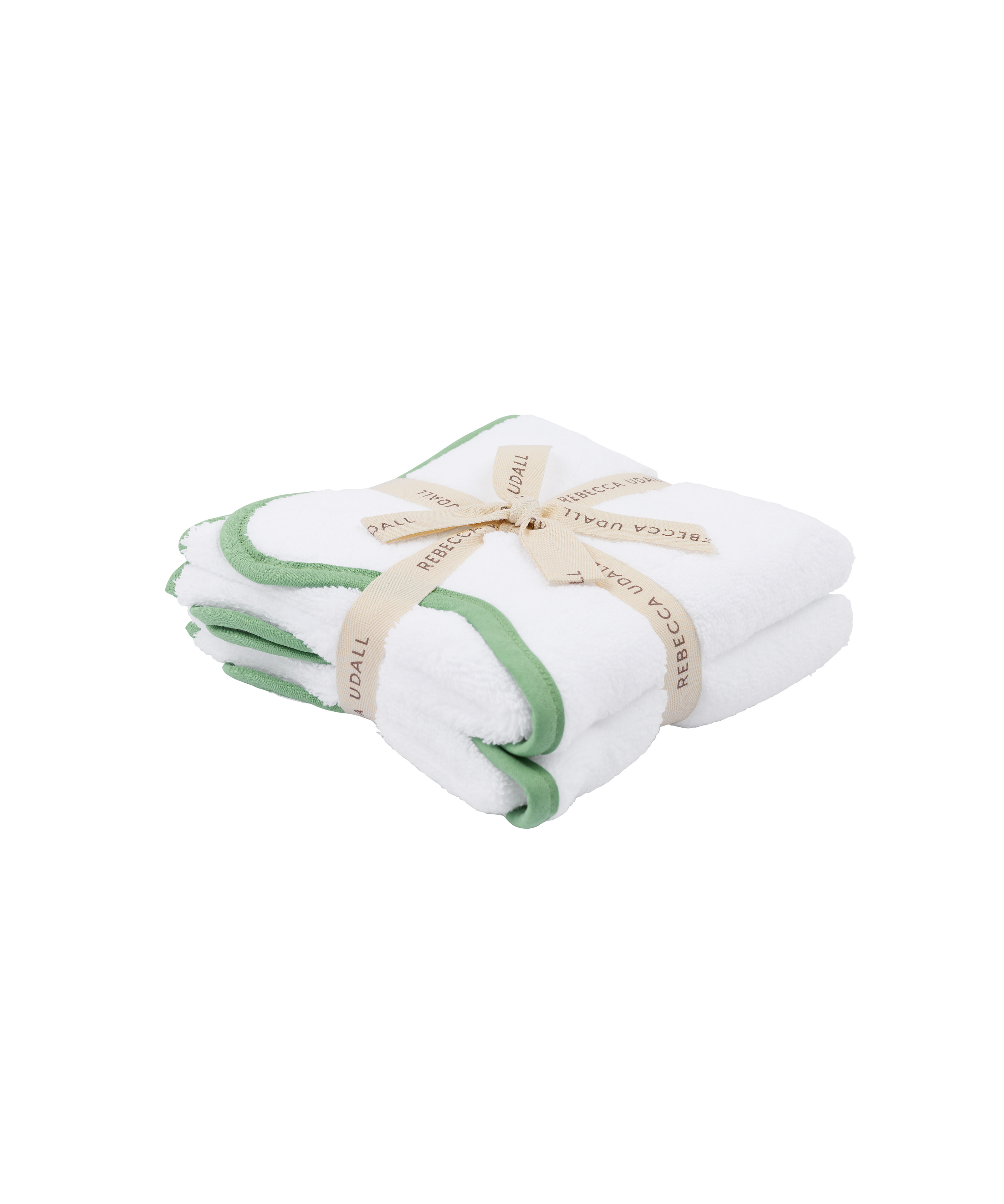 Pair of Amelia Scalloped Guest Towels, Asparagus