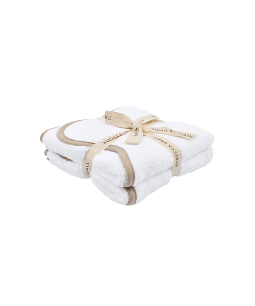 Pair of Amelia Scalloped Guest Towels, Taupe