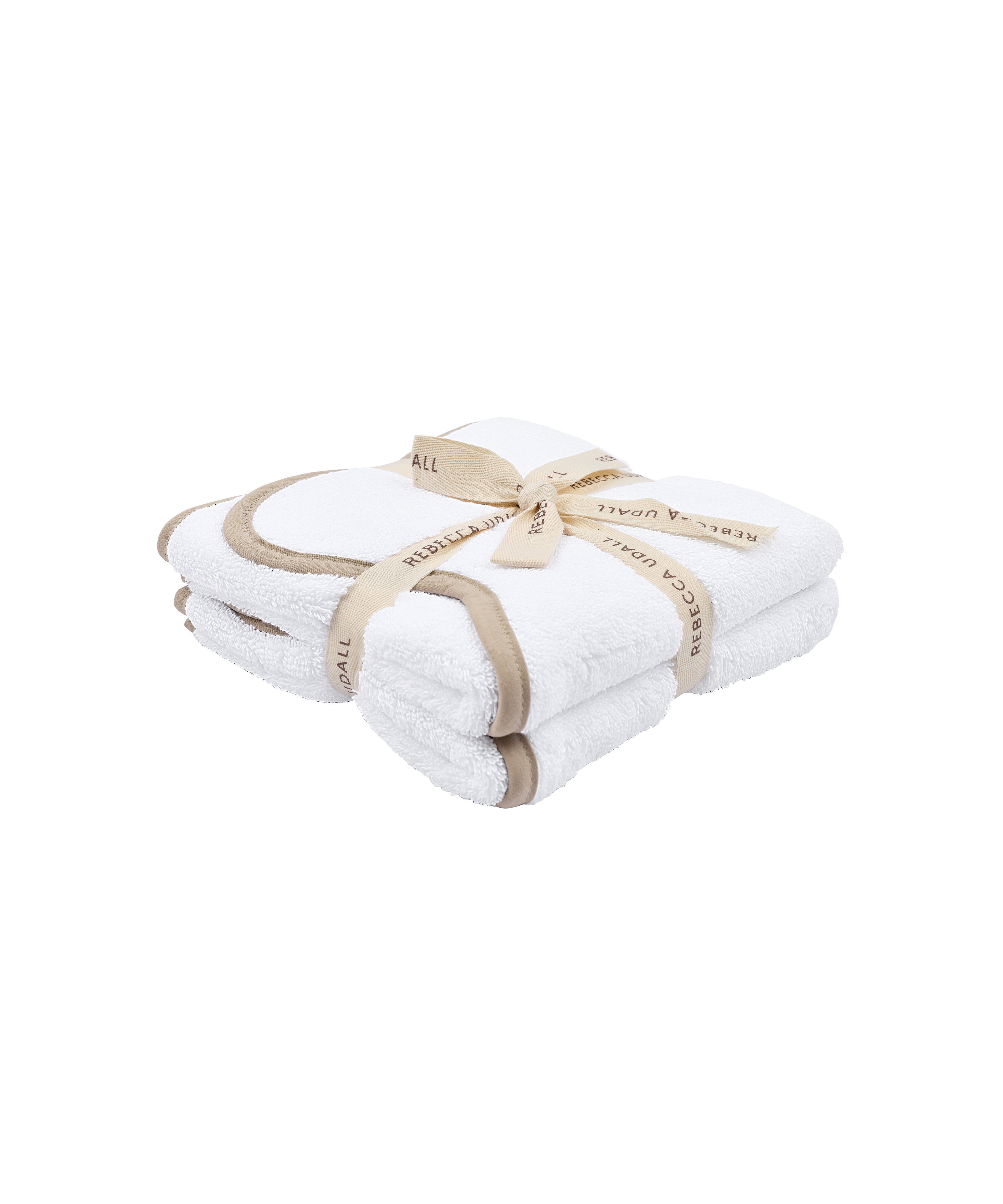 Pair of Amelia Scalloped Guest Towels, Taupe
