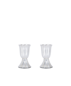 Rebecca Udall Pair of Fluted Candleholders, Silver, Cut Out, White Background