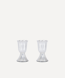 Rebecca Udall Pair of Fluted Candleholders, Silver, Cut Out