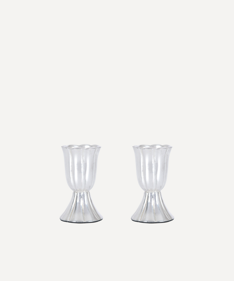 Rebecca Udall Pair of Fluted Candleholders, Silver, Cut Out