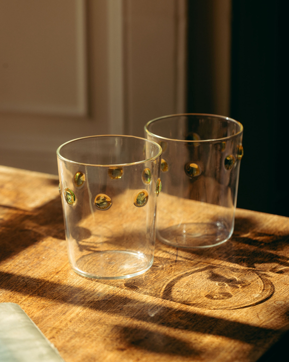Pair of Marianna Tumblers, Amber/Green