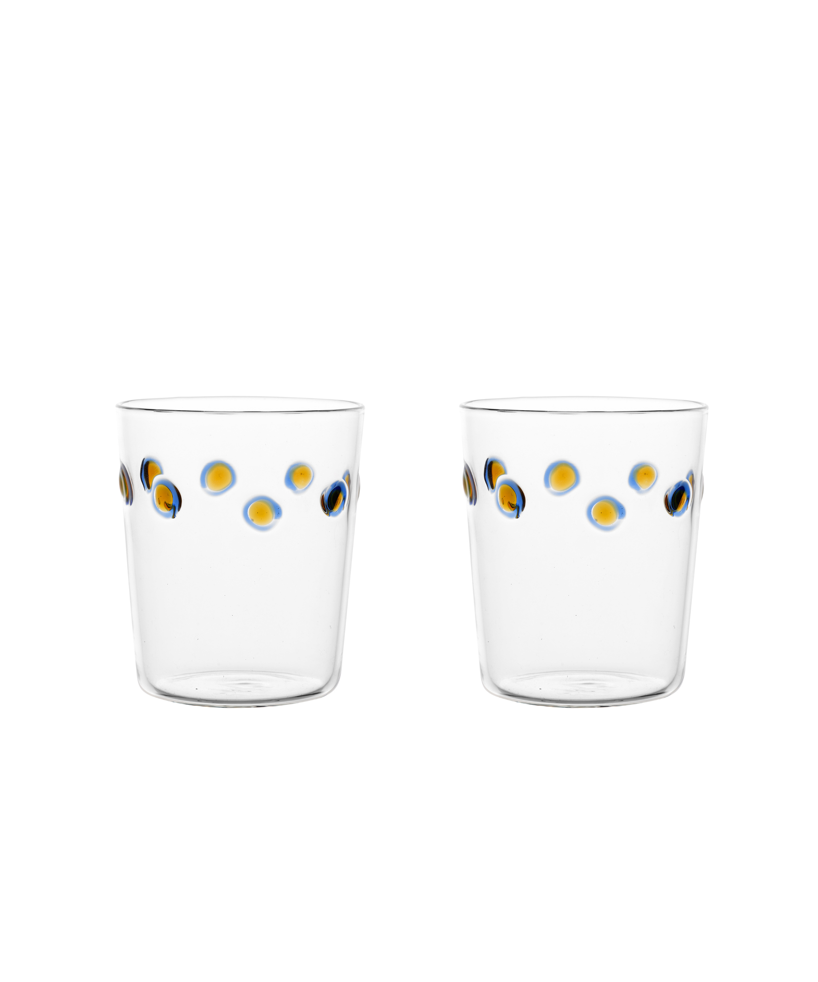 Pair of Marianna Tumblers, Blue/Amber, Cut Out