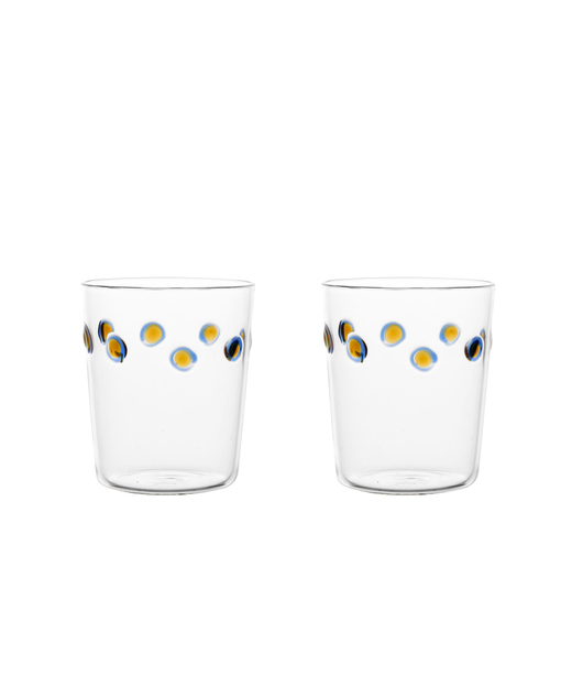 Pair of Marianna Tumblers, Blue/Amber, Cut Out