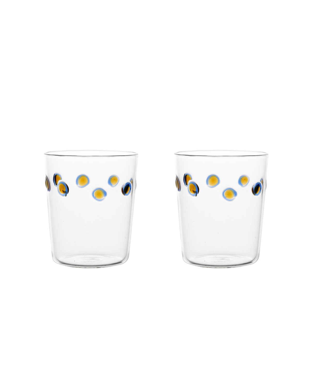 Pair of Marianna Tumblers, Blue/Amber, Cut Out