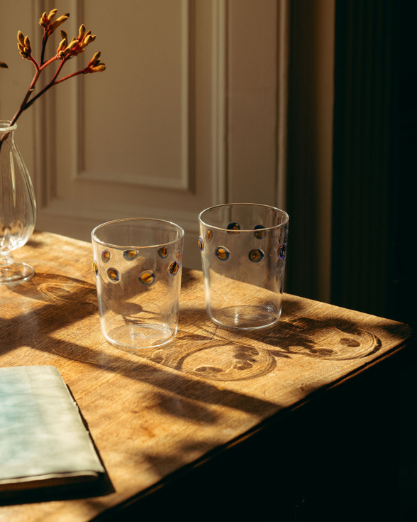 Pair of Marianna Tumblers, Blue/Amber
