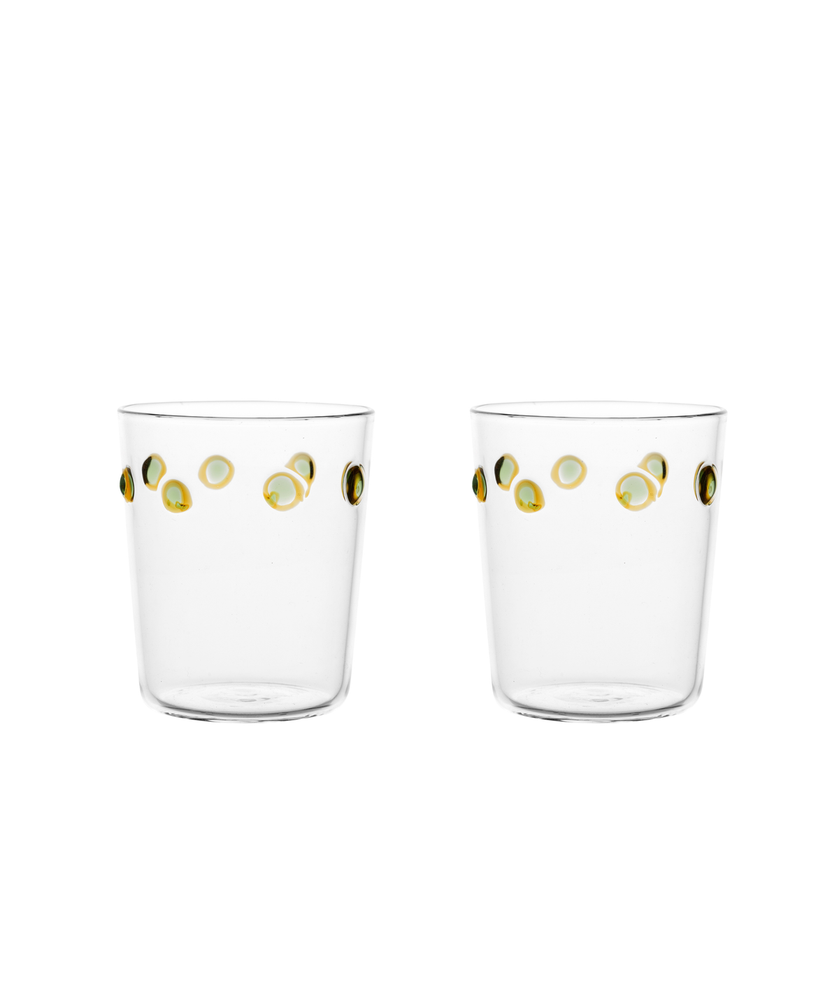 Pair of Marianna Tumblers, Amber/Green, Cut Out