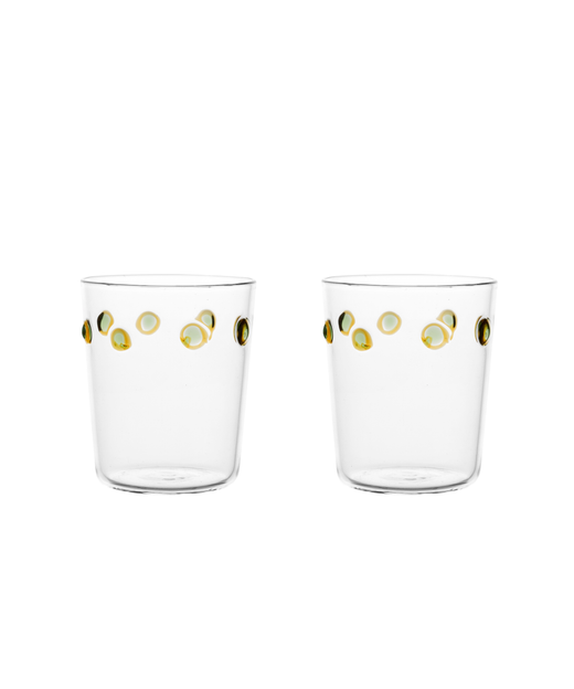 Pair of Marianna Tumblers, Amber/Green, Cut Out