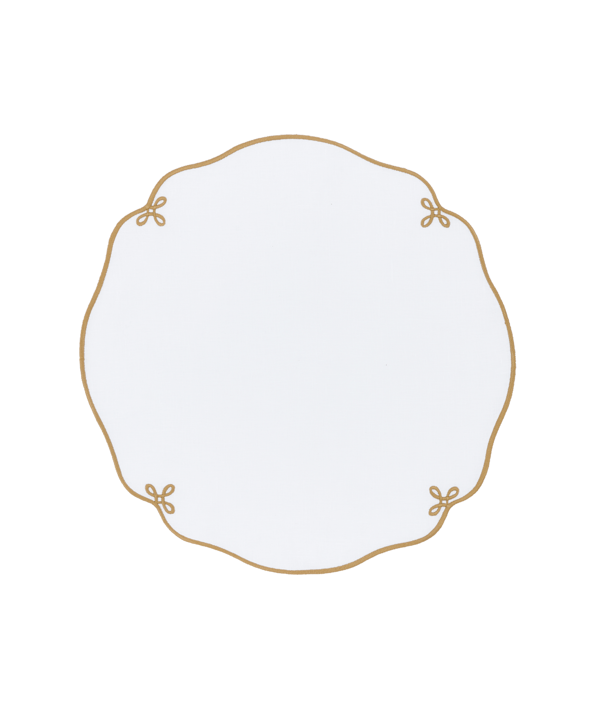 Pair of Martha Linen Placemats, White/Antique Gold, Cut Out
