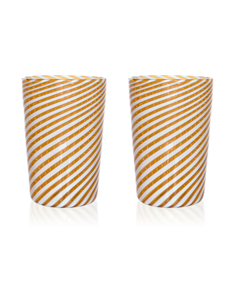 Pair of Murano Swirl Tumblers, Autumn