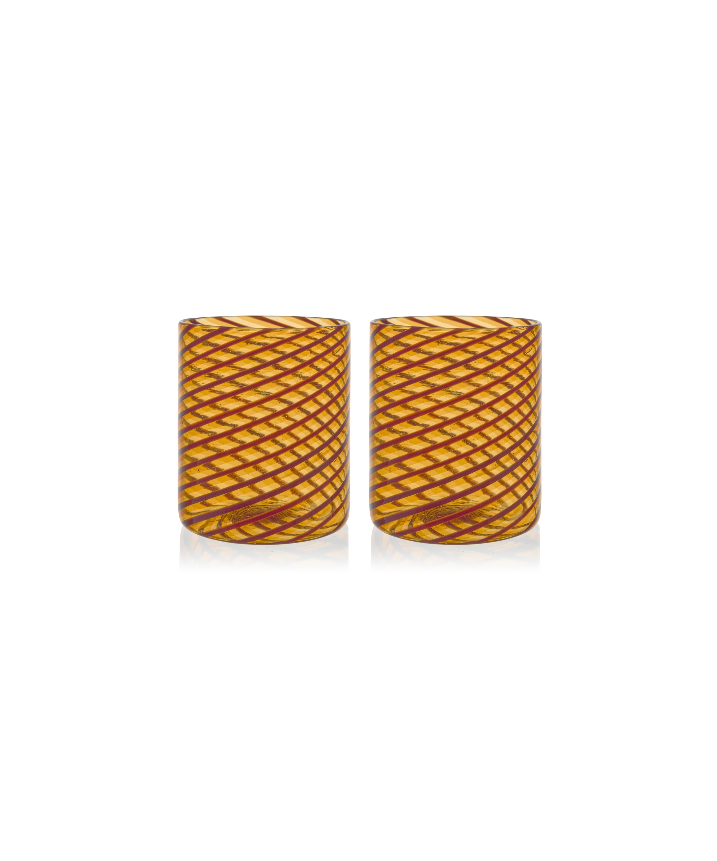 Pair of Murano Whisky Glasses, Amber/Chocolate, Cut Out