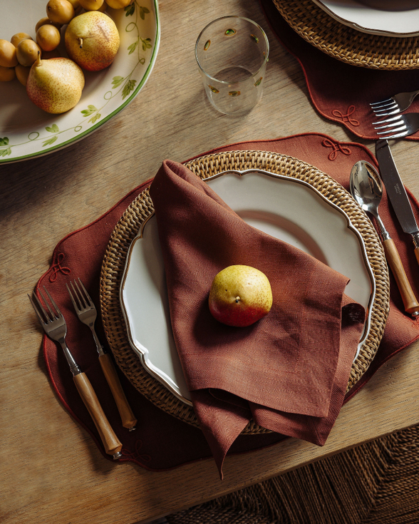 Pair of Nancy Linen Placemats, Burnt Sienna