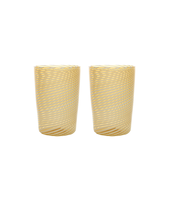 Pair of Murano Swirl Tumblers, Autumn, Cut Out