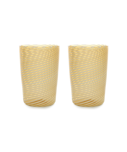Pair of Murano Swirl Tumblers, Autumn, Cut Out