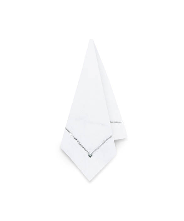Pair of Agatha Hemstitch Linen Napkins, Forest Green