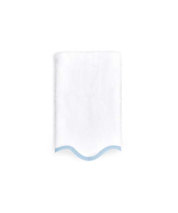 Pair of Amelia Scalloped Guest Towels, Powder Blue