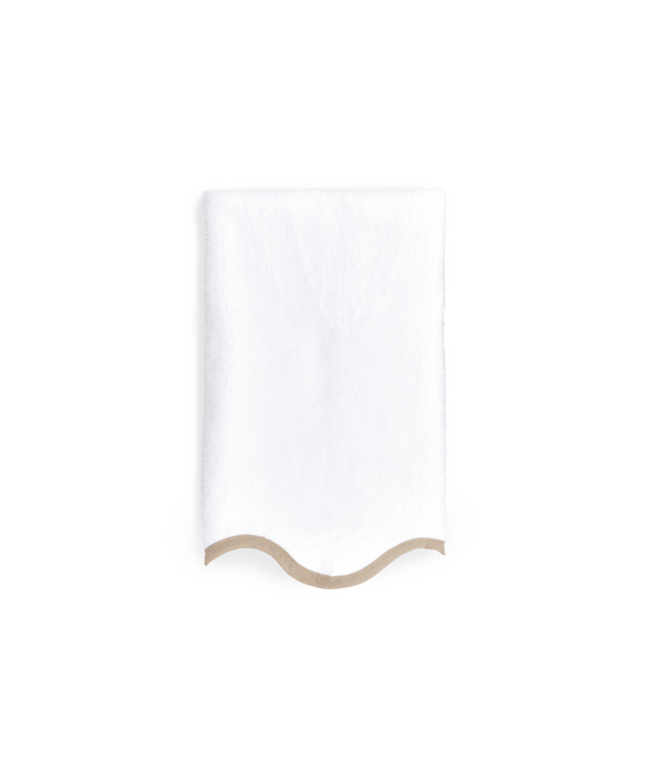 Pair of Amelia Scalloped Guest Towels, Taupe