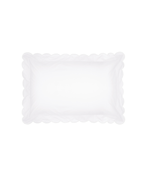 Annabelle Scalloped Bed Linen, White Standard Pillowcase