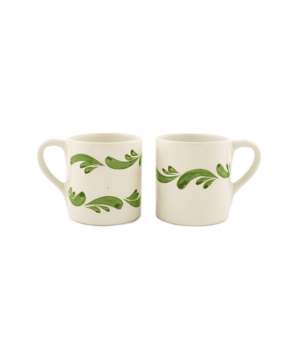 Pair of Celia Mugs, Leaf Green