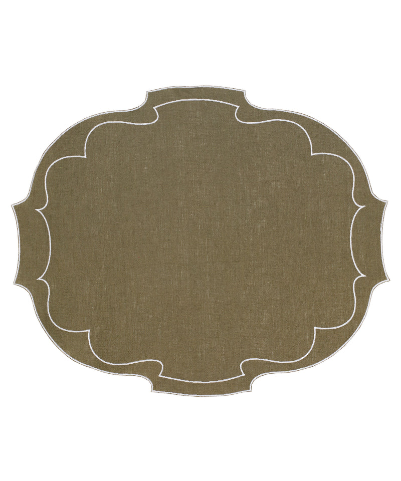 Pair of Francesca Waxed Linen Placemats, Olive