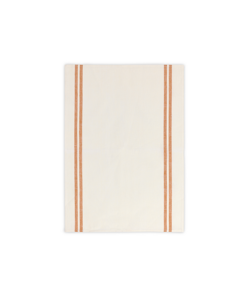 Rebecca Udall Pair of Striped Linen Tea Towels, Burnt Orange, Cut Out