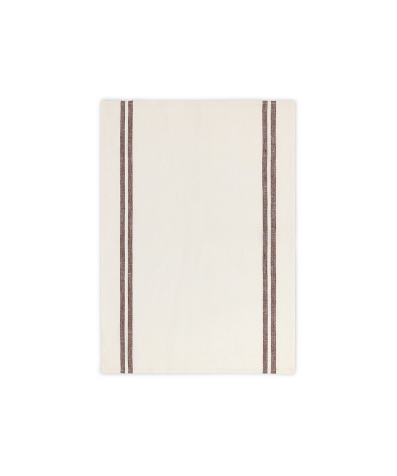 Rebecca Udall Pair of Striped Linen Tea Towels, Chocolate, Cut Out