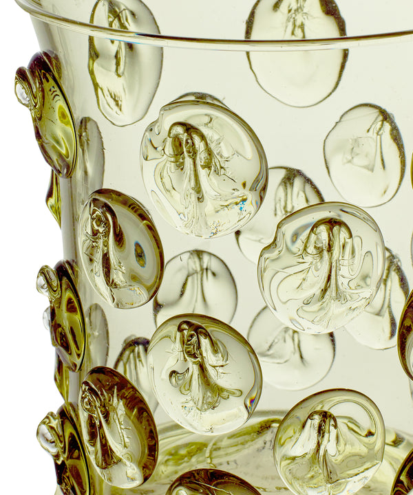 Rebecca Udall Luxury hand blown glass vase, Green with 3D Detailing