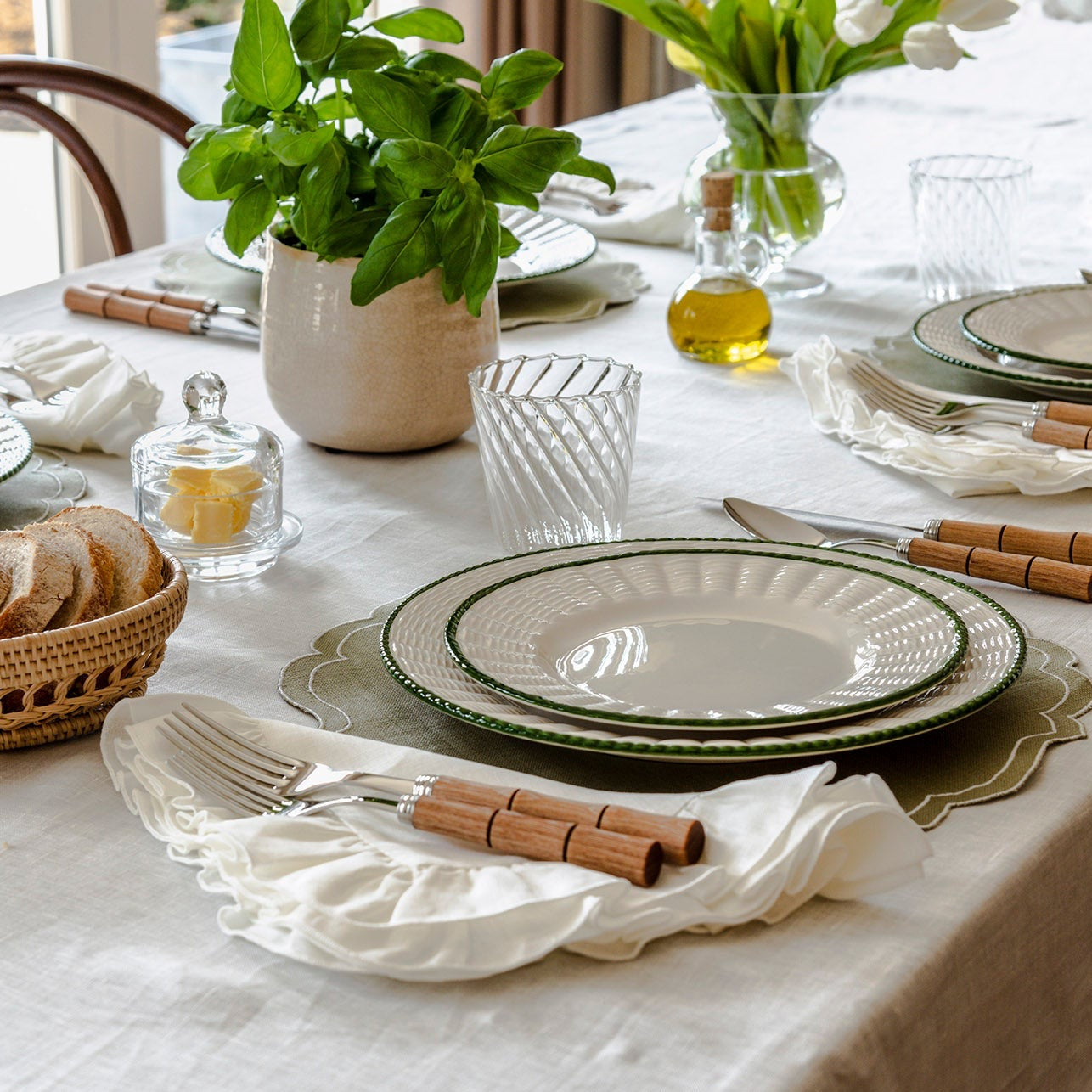 Rebecca Udall Natural Wood Cutlery with Basket Weave Crockery