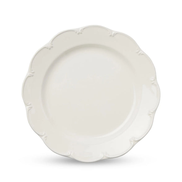 Set of 4 Olivia Scalloped Dinner Plates, White, Cut Out