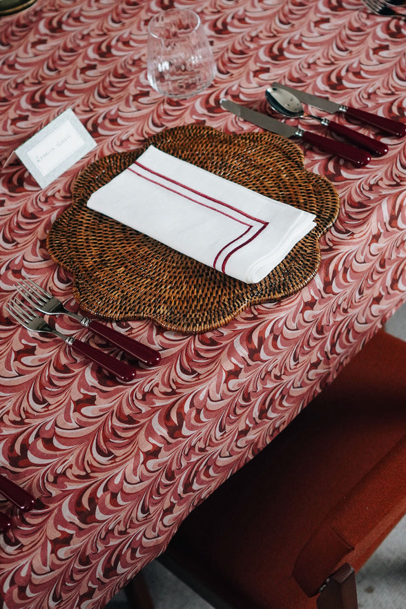 Sophie Two Cord Linen Napkin, Burgundy
