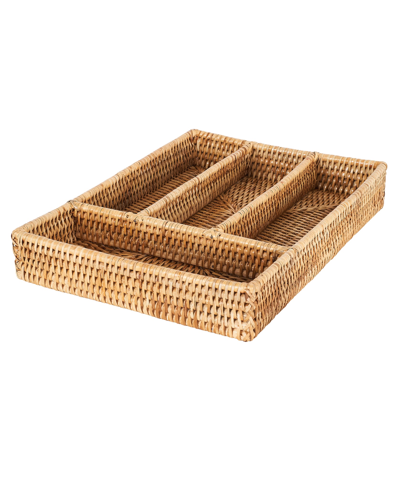 Rebecca Udall Hand Woven Rattan Cutlery Tray, Natural Close Up