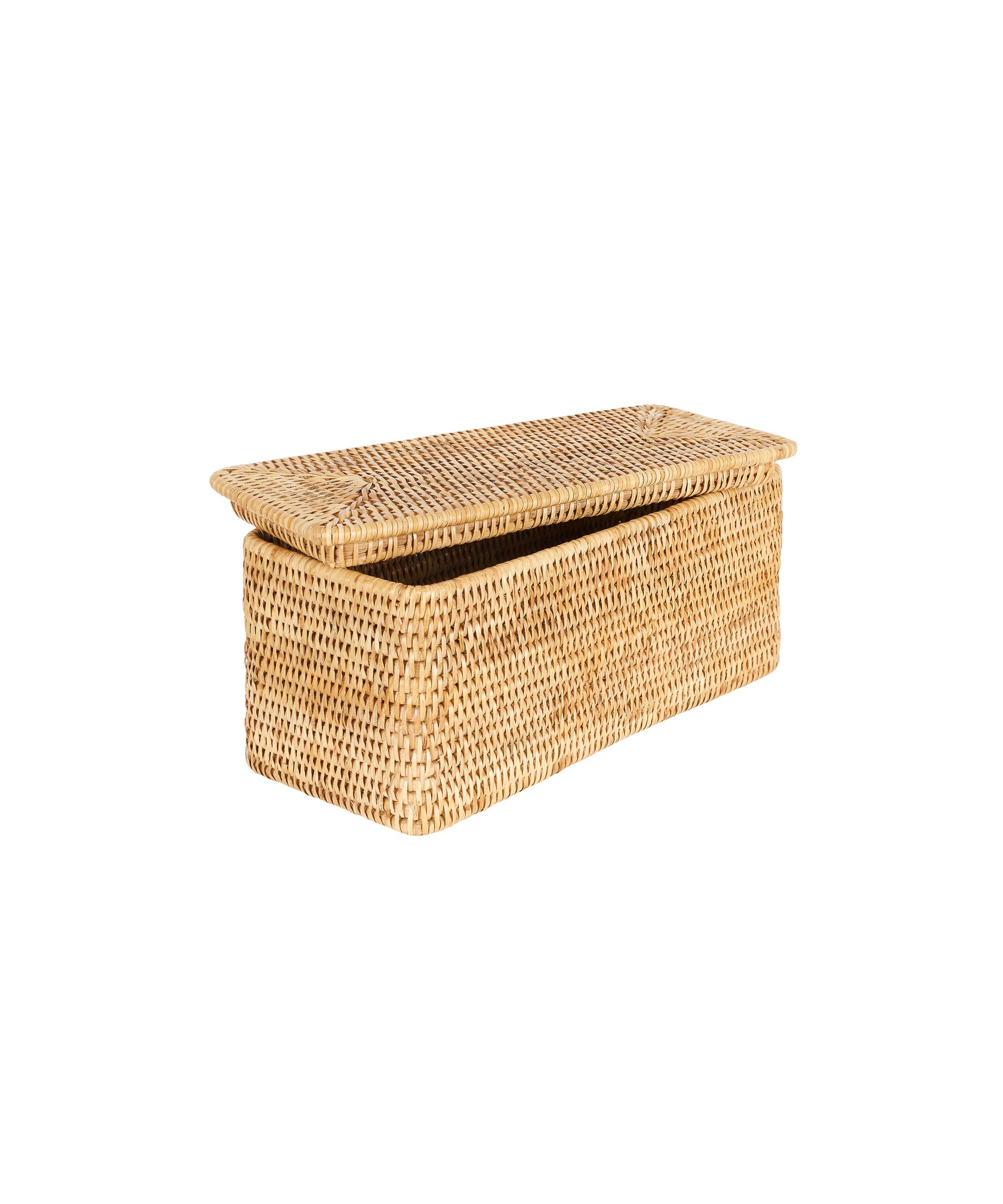Rattan Lidded Bathroom Storage Box, Natural