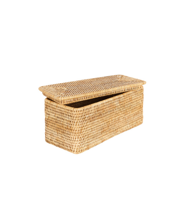 Rattan Lidded Bathroom Storage Box, Natural
