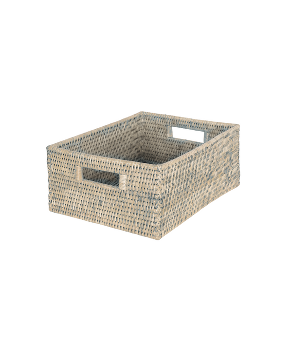 Rebecca Udall Rattan Rectangular Storage Basket, Taupe, White Background