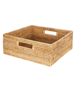 Rebecca Udall Luxury Rattan wicker organisation storage boxes trays draws. Natural Light Brown