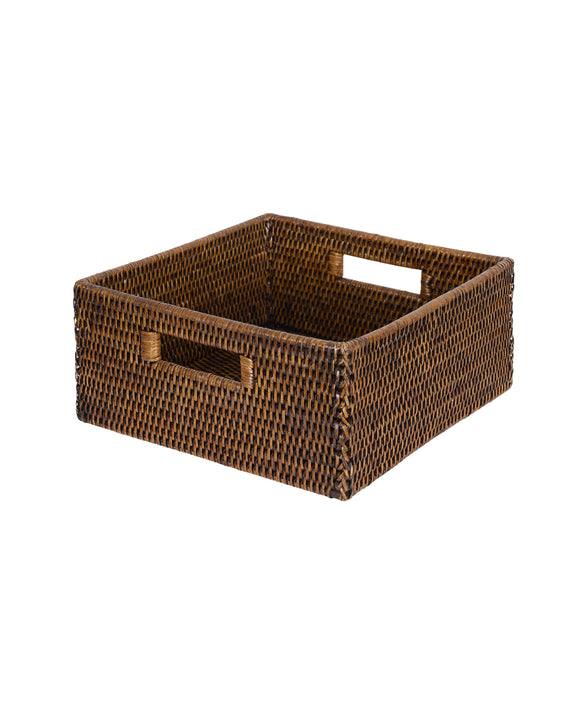 Rebecca Udall, Luxury Handwoven Rattan wicker storage boxes trays draws. Dark Brown