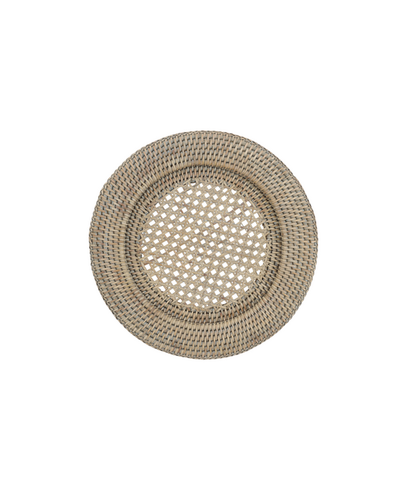Rebecca Udall Rattan Charger, Taupe, White Background